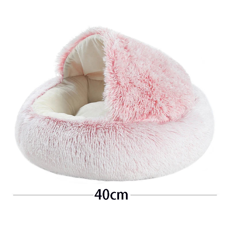 Cama macia quente do animal de estimação do luxuoso com tampa, ninho redondo do sono, caverna para cães pequenos, colchão do gato, gatinho
