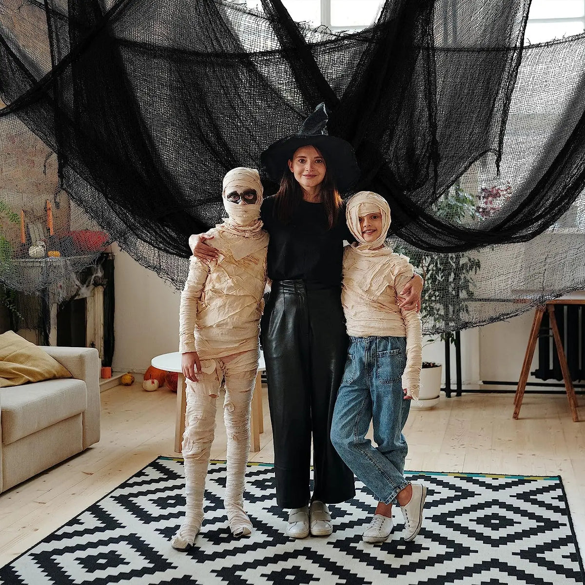 Decoração de festa de halloween de terror, casas assombradas, porta ao ar livre, pano preto assustador, gaze assustadora, adereços góticos - Kasa & Pet