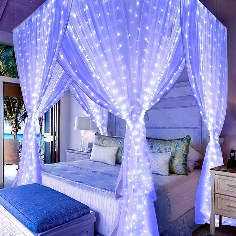 Luzes de natal led luzes de cortina de fadas 8 modo remoto usb festão decoração de natal para casa férias lâmpada de ano novo