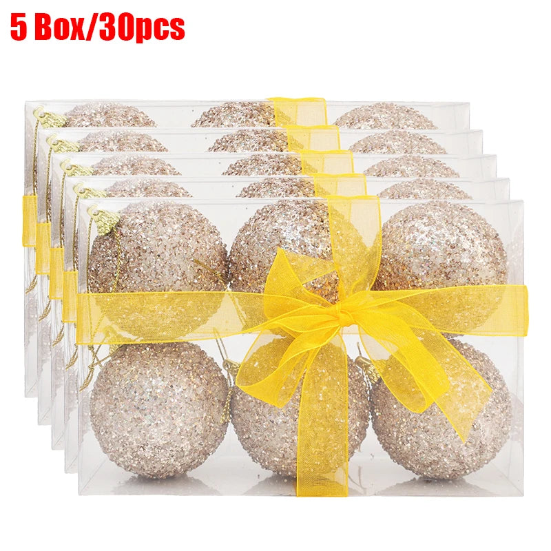 6cm champanhe ouro glitter bolas de natal diy árvore de natal pendurado pingentes de bola brilhante para decoração de festa de ano novo ornamentos