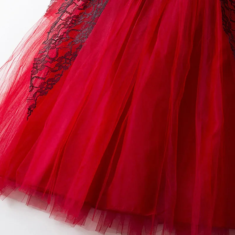 Fantasia de Vampiro para Meninas 2026: Vestido Gótico Escarlate de Noiva Fantasma para Crianças – Perfeito para Halloween, Aniversários e Carnaval