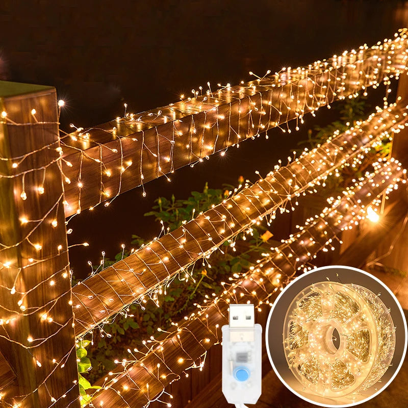 Luzes de Natal LED em Cordão, Luzes para Árvore de Natal, Guirlanda de Luzes de Natal, Alimentadas por USB, Decoração para Casa, Varanda, Festa, Casamento