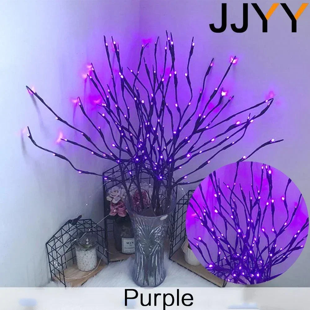Luz LED para galho de árvore de Natal alimentada por bateria - Dobrável, de alta qualidade, multicolorido, decoração de casa e festa, 20 LEDs