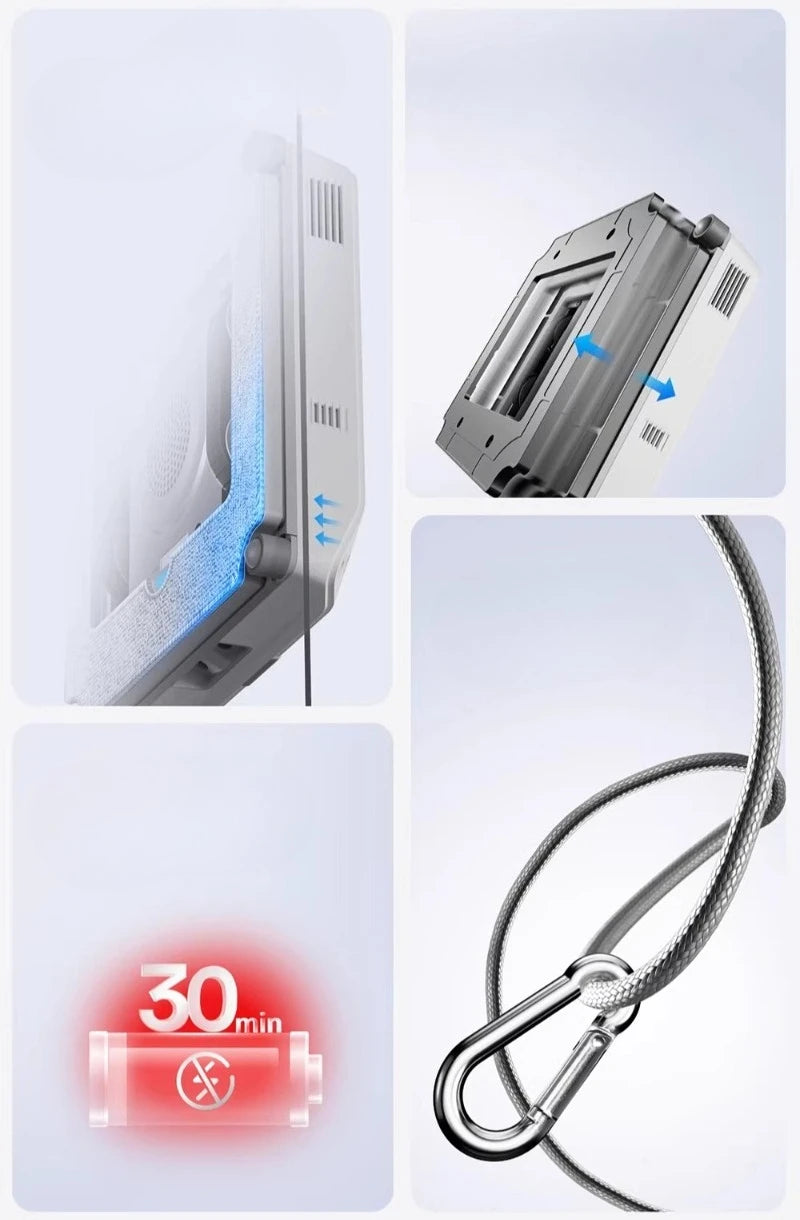Robô Inteligente ECOVACS para Limpeza de Janelas WINBOT MINI2 Robô de Limpeza de Vidros 8000Pa Aspirador de Vidros 100-240V