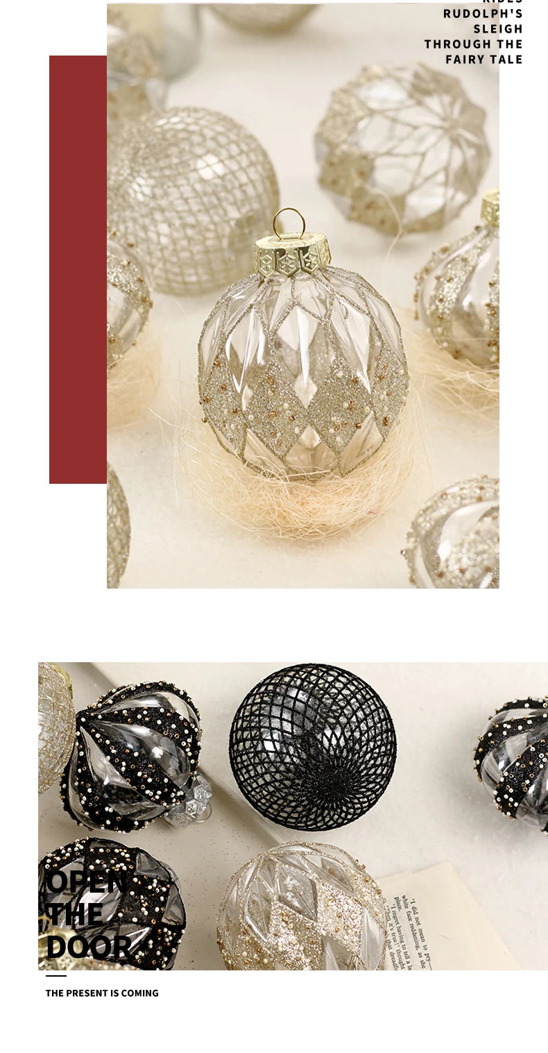 Conjunto de enfeites de bola de natal 8cm decoração de festa inquebrável pet decorações de árvore de natal bola de ouro para decoração de festa de feriado de natal