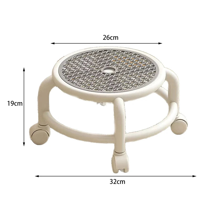 1pcs Swivel Rolling Stool Round Low Small Grey Universal Wheel Kids Adult Strong Capacity Practical Storage