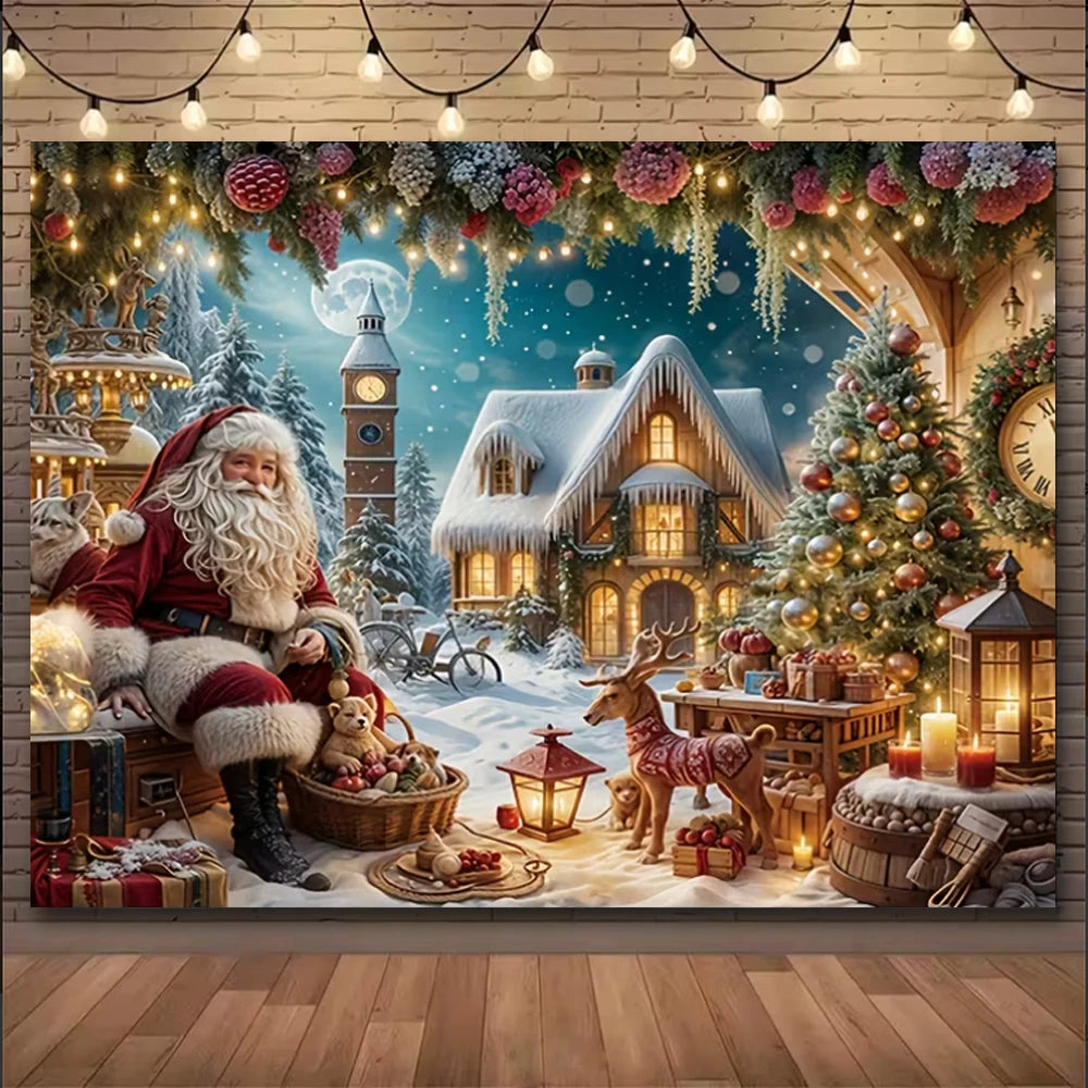 Natal inverno fundo vintage lareira festa decoração crianças photo studio suprimentos árvore de natal lanternas cenário nevado