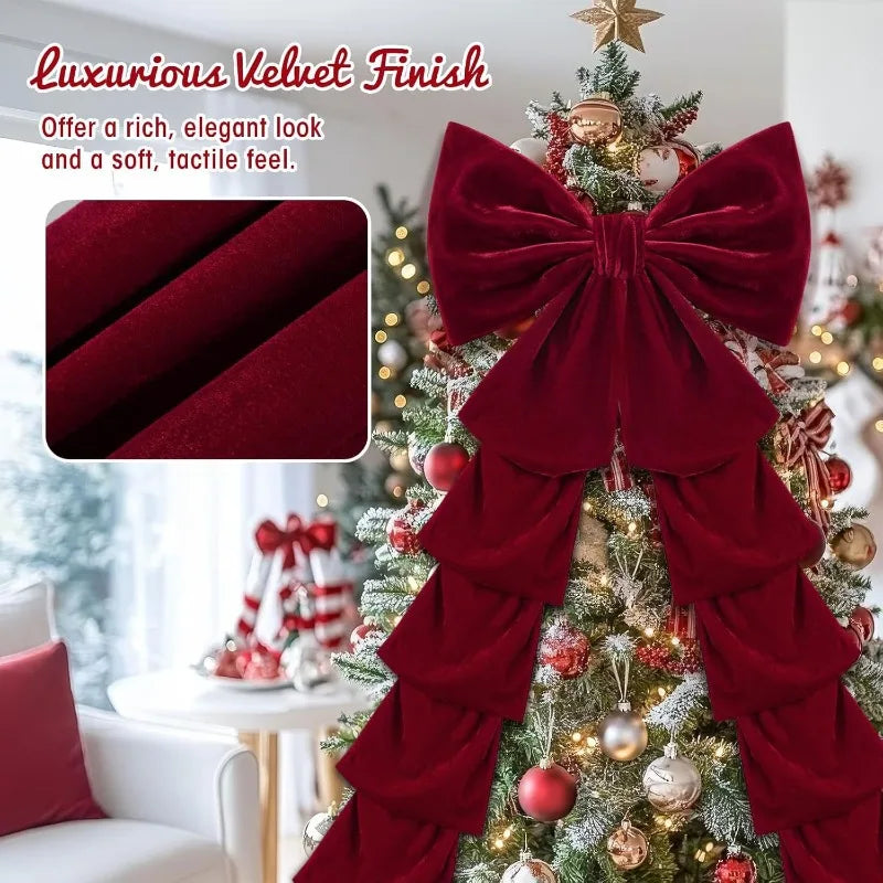 Laço Decorativo para Árvore de Natal, Laço para Topo de Árvore, Enfeite de Natal Suspenso, Guirlanda, Suprimentos para Decoração de Casamento