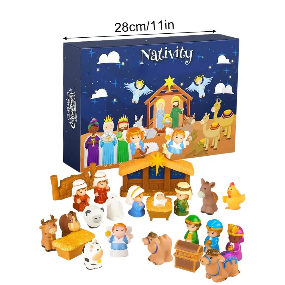 Calendário de Contagem Regressiva de Natal 25 Dias 2026 Presépio de Advento Contagem Regressiva de Feriados para Crianças e Adultos Lembrancinhas de Festa de Inverno para Casa