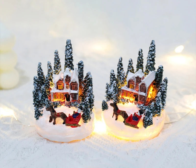 Decorações de natal led luzes da noite luminosa micro paisagem casa presente criativo das crianças natal ano novo ornamentos