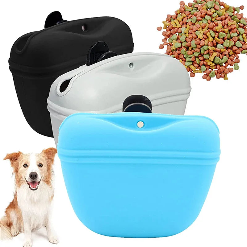 Saco de silicone para tratamento de cães, saco portátil para treinamento de cães, alimentador ao ar livre, bolsa para lanche de cachorro, saco de armazenamento de recompensa de alimentos, suprimentos para animais de estima