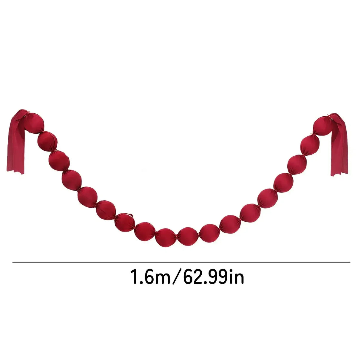 Guirlanda de bolas de Natal para pendurar, bolas de tecido vermelho, cordão para decoração de árvore de Natal, decoração para pendurar na janela, bolas de tecido macio e suave, artigos para festas.
