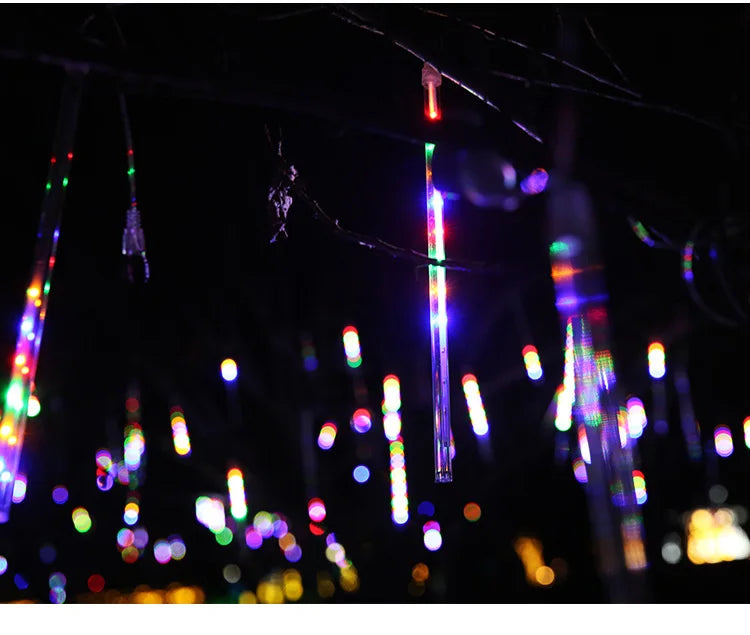 Luz Solar LED de Chuva de Meteoros, Cordão de Luzes para Feriados, Decoração de Jardim à Prova d'Água, Guirlanda LED para Exterior, Decoração de Natal