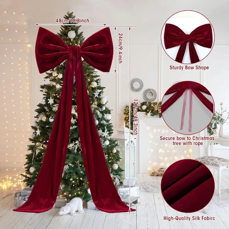 Laço Decorativo para Árvore de Natal, Laço para Topo de Árvore, Enfeite de Natal Suspenso, Guirlanda, Suprimentos para Decoração de Casamento