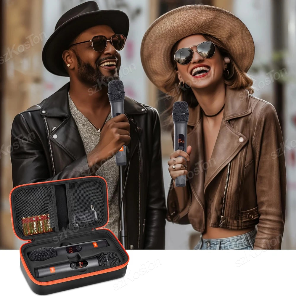 Wireless Microphone Case for JBL Wireless Two Microphone System Universal Handheld Dual Mic Travel Bag for Singing Karaoke
