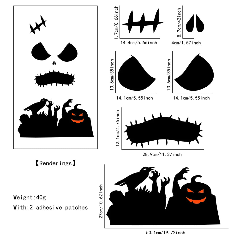 Decorações de Halloween, Adesivos para Portas de Quarto, Decoração de Janela, Mão de Esqueleto, Abóbora, Adesivos DIY para Janela, Fantasma, Diabo, Chapéu de Bruxa