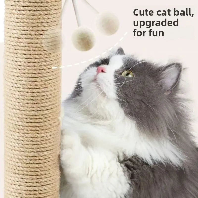 Arranhador de Sisal para Gatos com Estrutura de Escalada Integrada, Almofada de Arranhar Durável e Não Desgastável, Brinquedo Interativo para Gatos de Interior