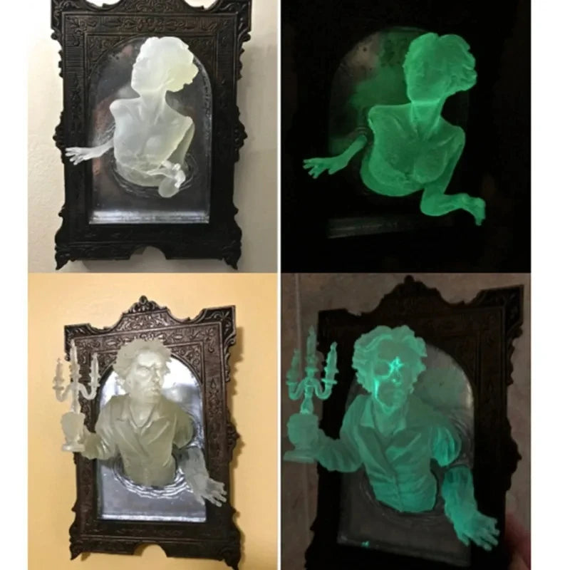 Halloween resina diabo mão decoração de parede ghótico fantasma no espelho artesanato luminoso adereços assustadores casa foto quadro decoração