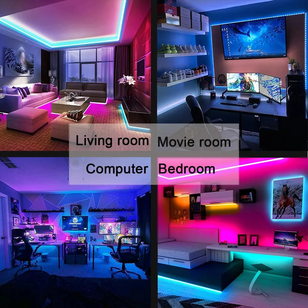 Smart Bluetooth LED Strip Lights, APP Controle Remoto, Fita Flexível, Diodo Lamp Tape, TV Backlights, Sala de jogos, Home Decor, SMD 5050