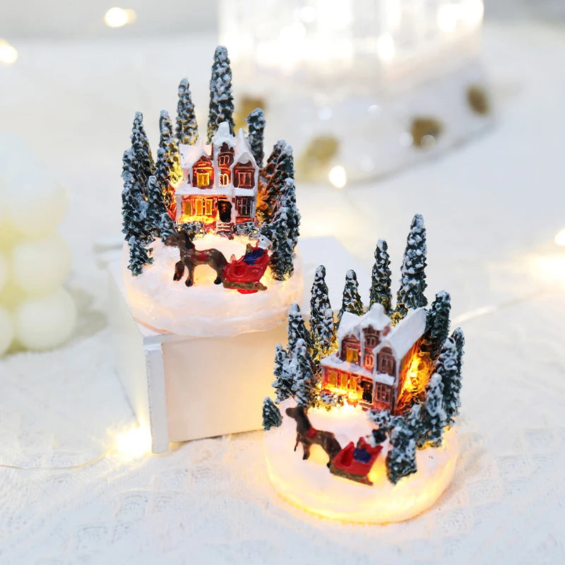 Natal led luz ornamentos santa castelo neve casa luminosa artesanato 2024 ano novo presente do miúdo festa de natal decoração casa