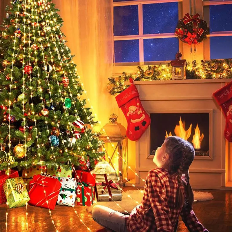 Led estrela cachoeira luzes decorações de natal luzes da corda ornamentos de árvore de natal para casa 2025 navidad natal ano novo 2026