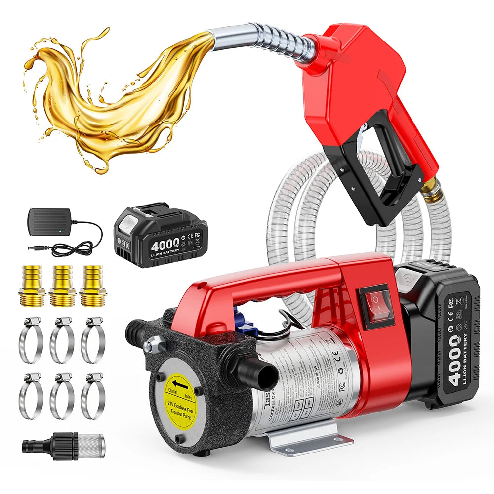 Bomba de Combustível Elétrica Taskstar 21V para Caminhões e Tratores a Diesel, Bomba de Transferência de Diesel 45 L/min para Bateria Makita 18V
