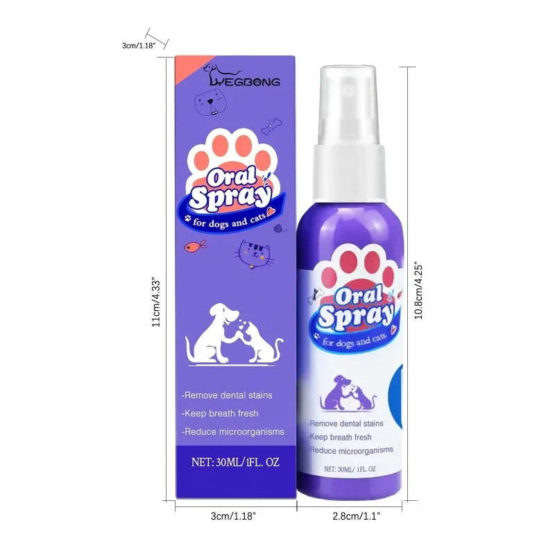 Spray de Cuidado Oral para Cães Limpeza de Dentes de Animais de Estimação Hálito Fresco Higiene Dental Diária Cuidado Suave para a Boca Fácil de Usar