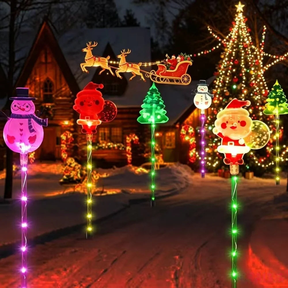 Luzes de Natal LED Solares em Acrílico para Jardim, Impermeáveis, Decoração de Paisagem para Quintal e Caminhos