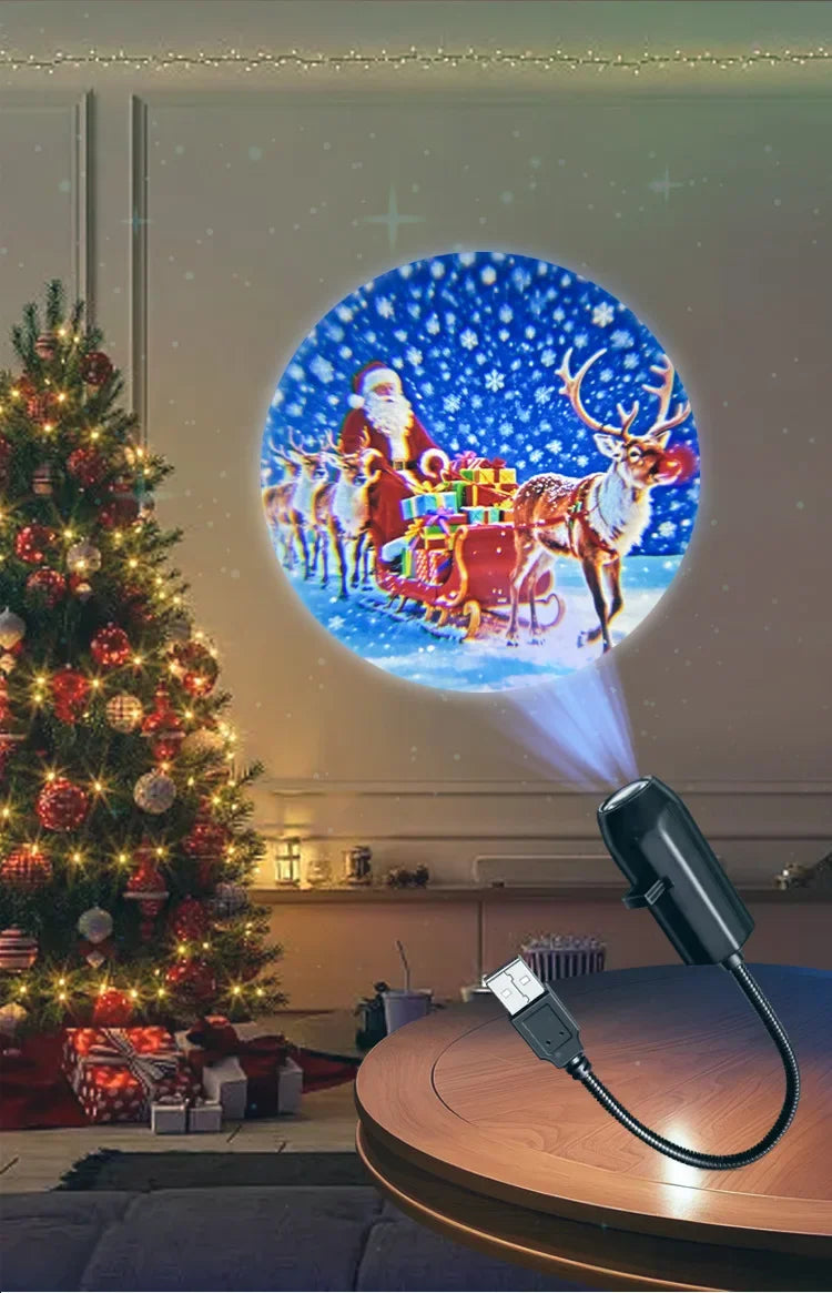 Projetor de Natal, Ornamento de Projeção de Padrão de Papai Noel e Neve Brilhante e Flexível para Decoração de Natal em Festas e Quartos