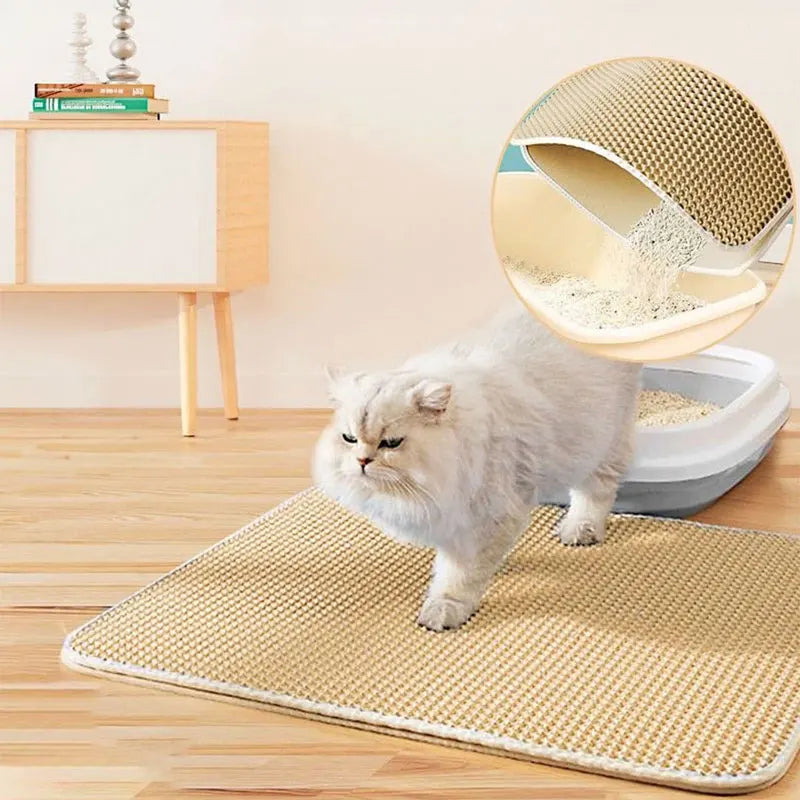 Tapete de areia para gatos, à prova d'água, camada dupla, caixa de areia para animais de estimação, almofada limpa, produtos para gatos, acessórios