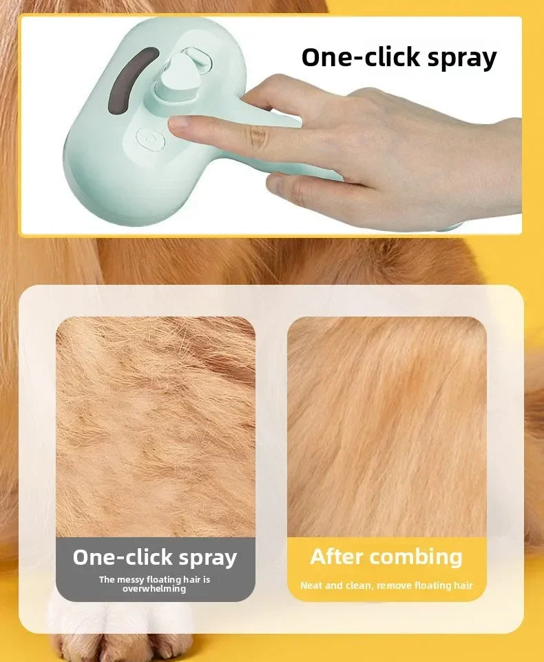 Escova de limpeza para cães, spray de vapor limpo para animais de estimação, escova de vapor exclusiva para cães, escova de limpeza de luxo