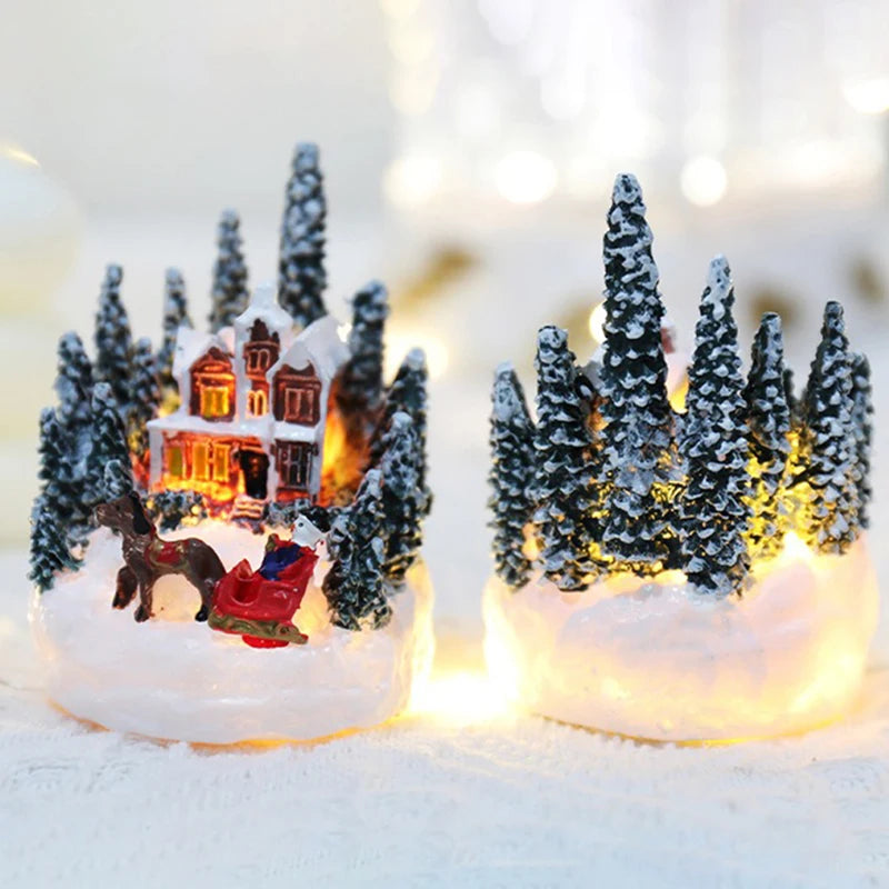 Decorações de natal led luzes da noite luminosa micro paisagem casa presente criativo das crianças natal ano novo ornamentos