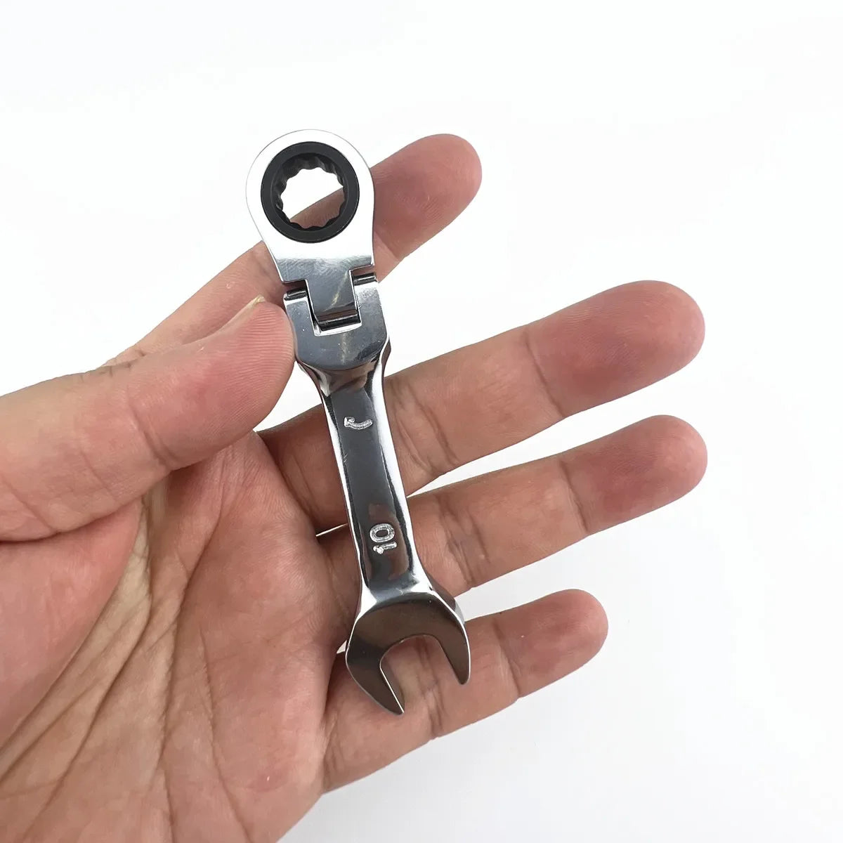 Mini chave de catraca de alça curta com cabeça móvel, chave de extremidade aberta rápida de dupla finalidade, ferramenta de hardware, chave de economia de trabalho