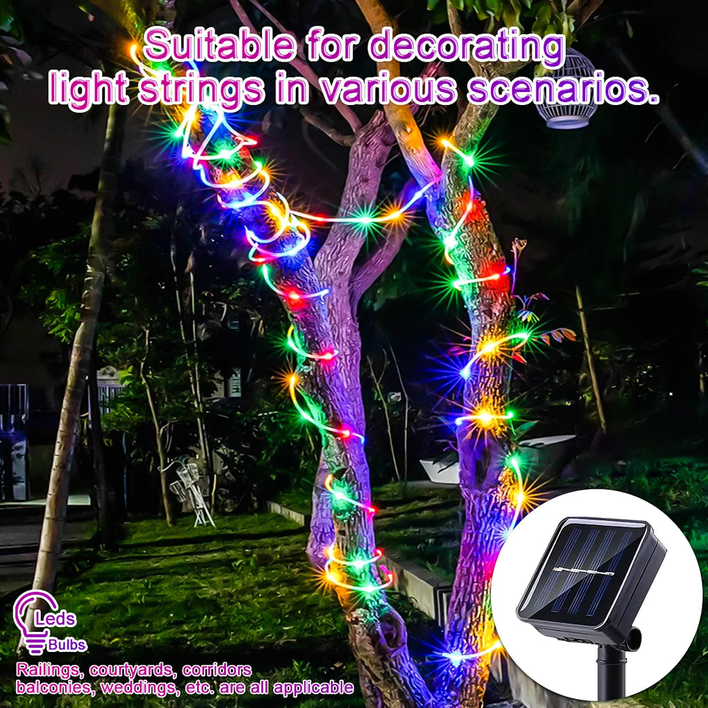 Luzes de Cordão Solar 200 LED à Prova d'Água para Exterior, Luzes de Fada Alimentadas por Energia Solar com 8 Modos para Decoração de Natal em Jardim, Quintal e Árvore