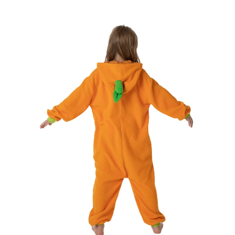 Pijama dos desenhos animados com zíper para crianças, Traje Kigurumi para crianças, Cosplay de Halloween Monstro Abóbora, Onesie Animal