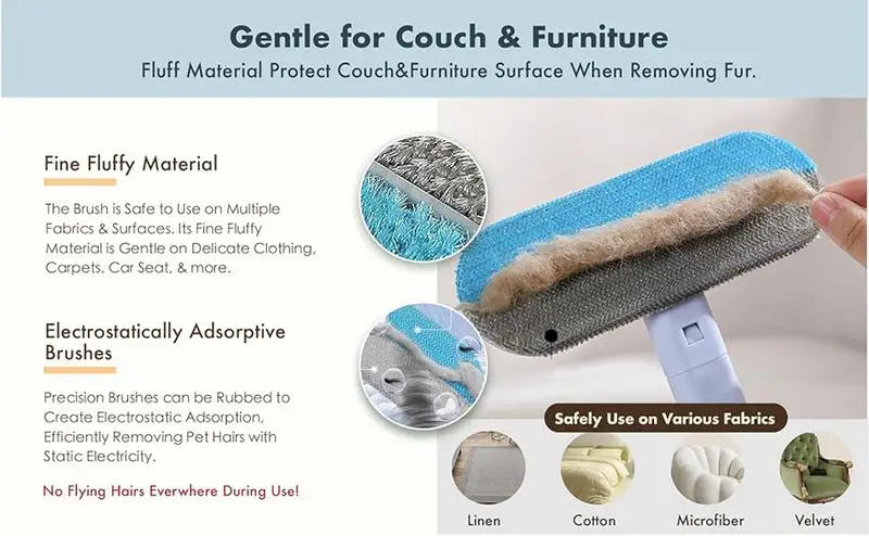 A removedor de pêlos para animais de estimação é adequada para móveis, durável e reutilizável, limpador de pelúcia lavável para cães e gatos, família e ao ar livre