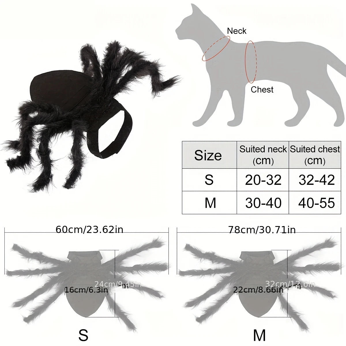 Fantasia de Aranha de Halloween para Gatos e Cães, Roupa Engraçada para Cães e Gatos, Acessórios Divertidos para Festas e Feriados
