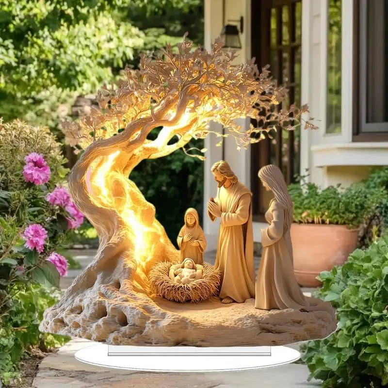 Presépio acrílico tradicional ornamento de mesa de Natal 2D nascimento de Jesus
