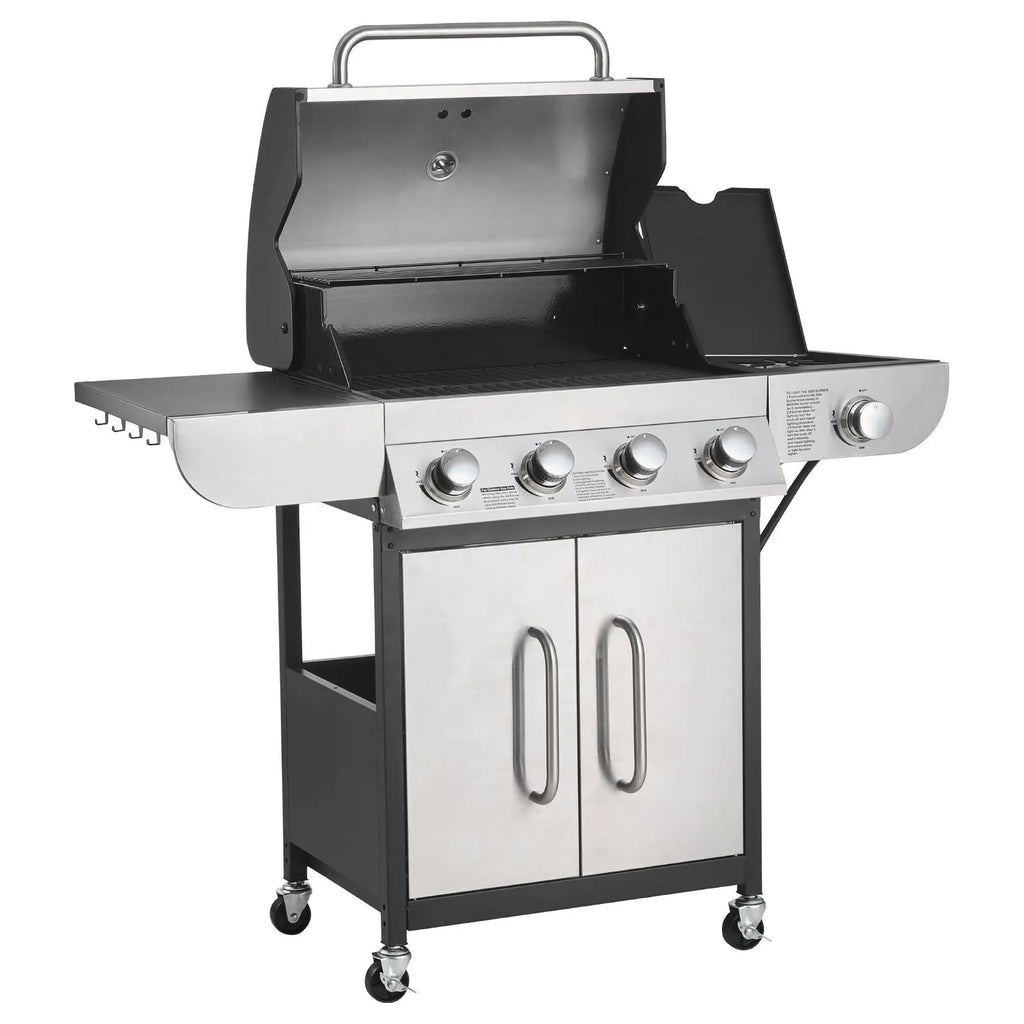 Propane Gas Grill with 4 Burners 425 SQ.In Grilling Area Carbon Steel Enamel Grates 52,000 BTU for Outdoor Backyards