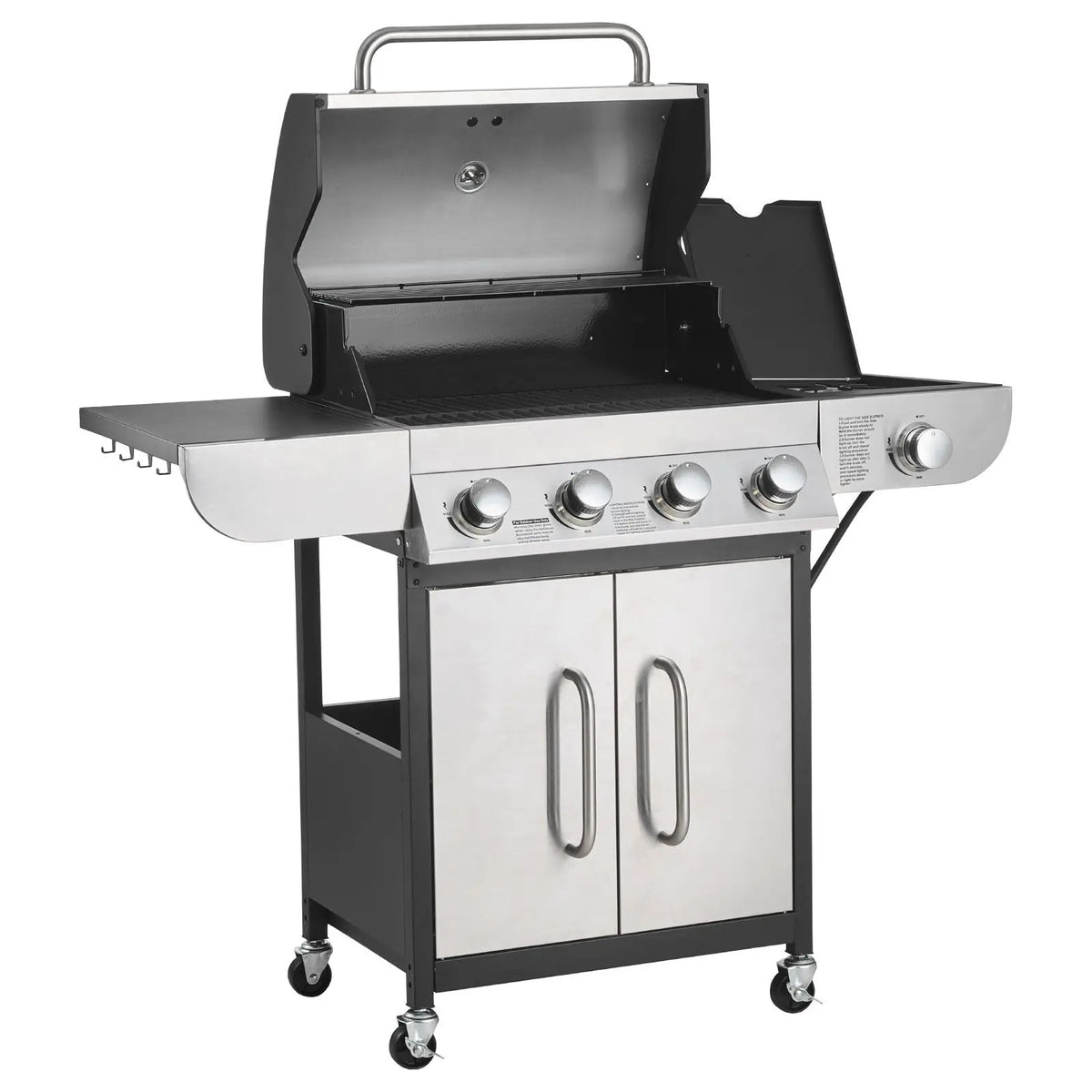Propane Gas Grill with 4 Burners 425 SQ.In Grilling Area Carbon Steel Enamel Grates 52,000 BTU for Outdoor Backyards