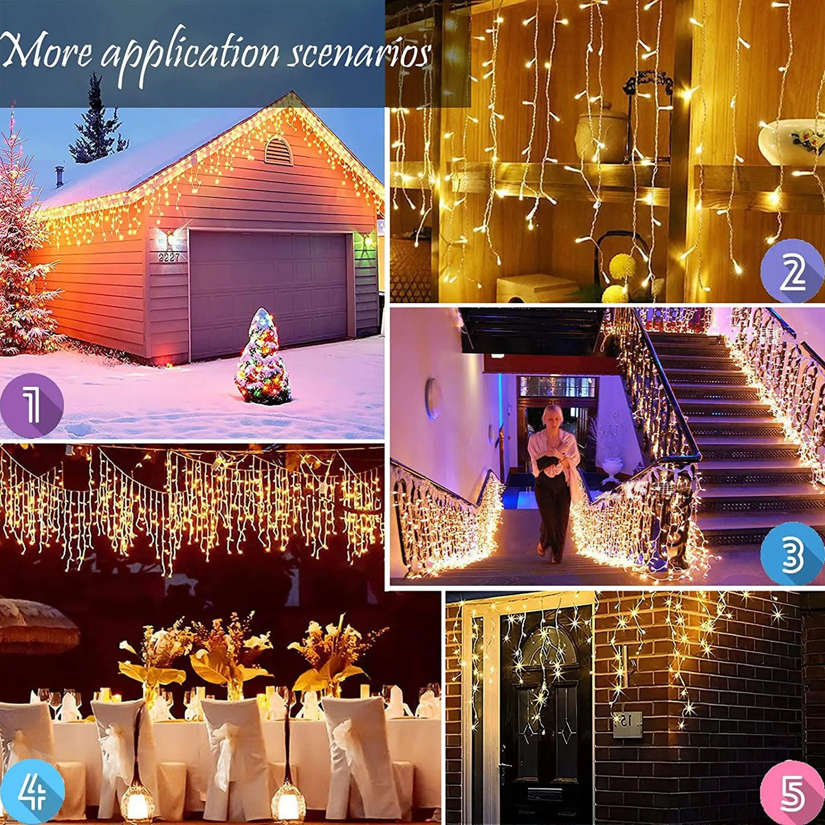 Decoração de natal 2024/2025 luzes de cortina led de gelo para queda ao ar livre 0.4/0.5/0.6m luzes de natal para casa ano novo 2025