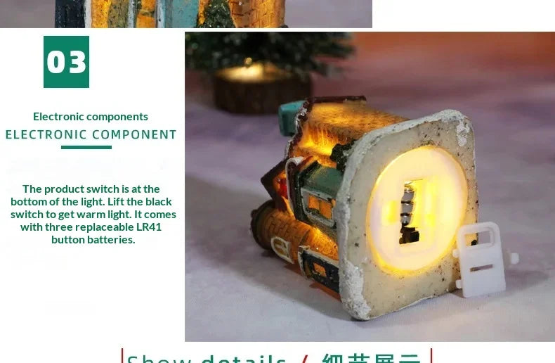 Natal led luz casa enfeites de árvore de natal led resina pequena vila casa natal brilho decoração presente feliz ano novo decorações dc05