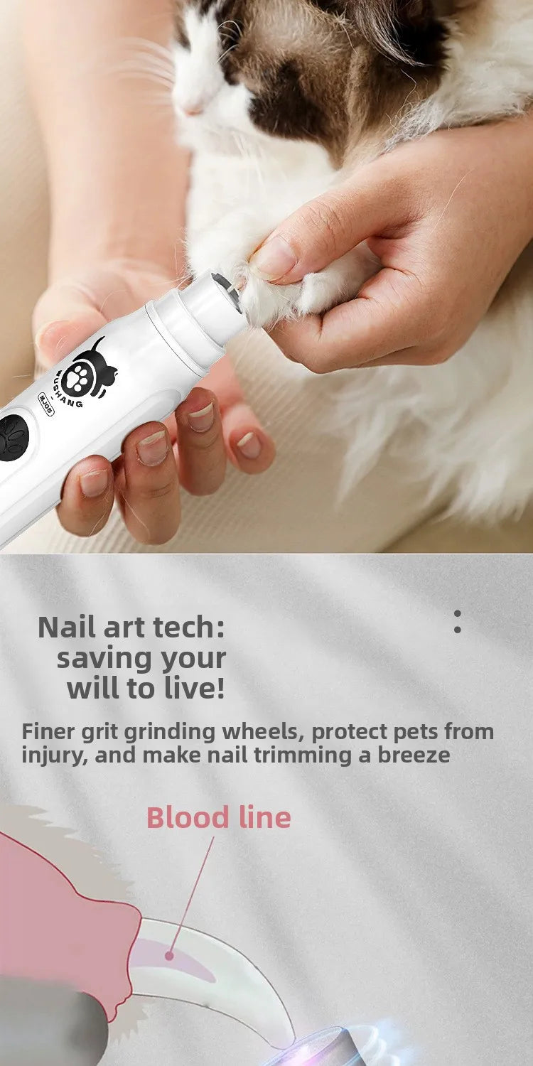 Grande Cortador de Unhas Elétrico para Animais de Estimação, Lixadeira de Unhas para Cães e Gatos, Aparador de Unhas para Higiene e Limpeza de Pets