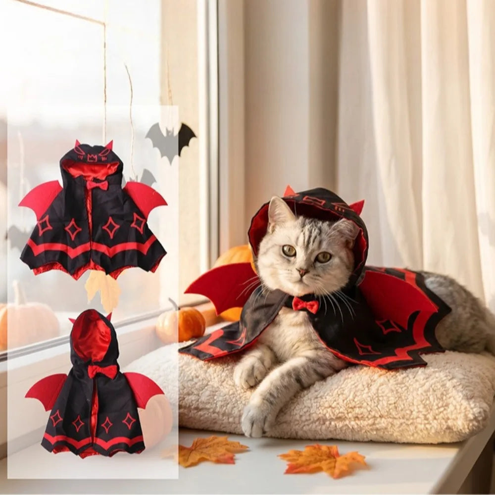 Capa de Asas de Morcego para Animais de Estimação no Halloween, Fantasia de Cosplay Fofa para Vestir Gatos e Cães Pequenos, Roupas para Festas e Eventos.