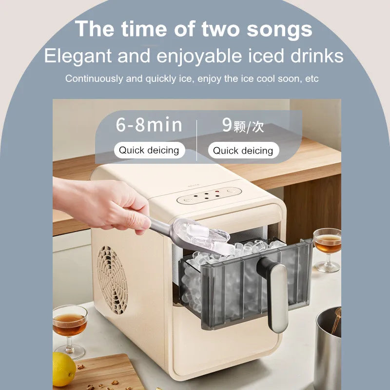 Máquina de Fazer Gelo Portátil 15KG/Dia - Mini de Bancada para Casa/Dormitório/Escritório, Desligamento Automático, Perfeita para Cafeterias/Lojas de Chá (Branca)