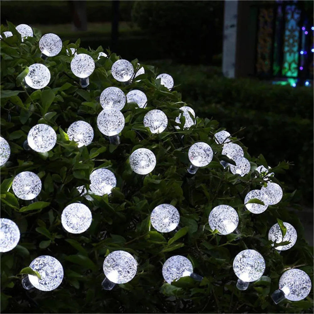 100 conduziu a lâmpada solar para exterior, impermeável, 12m, 12m, luz-acima, fada, bola de cristal, guirlandas do jardim, decoração do Natal