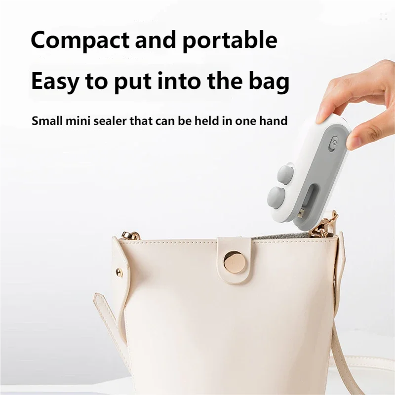 Mini Seladora Térmica Portátil USB Recarregável para Sacos de Armazenamento e Embalagens Plásticas de Alimentos
