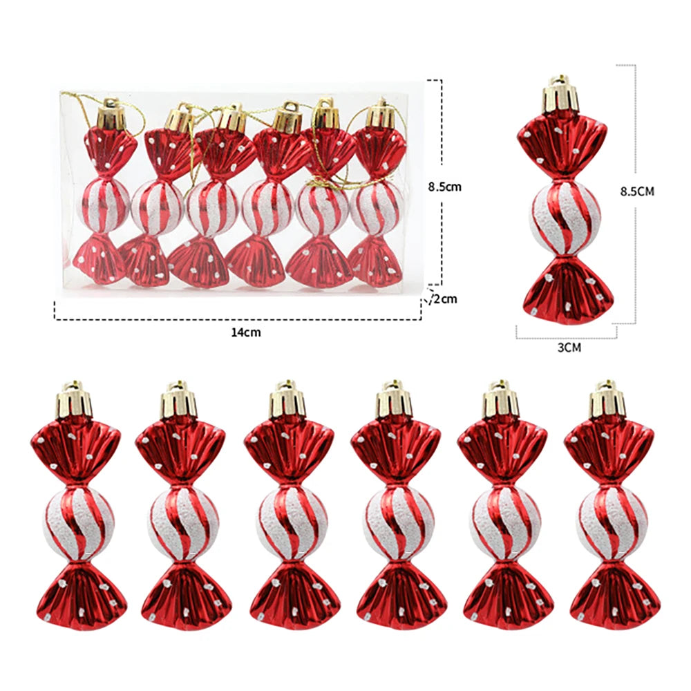Decorações de doces para árvore de natal, bastão de doces vermelho e dourado, pinhas, decoração de casa de natal 2025, enfeite de árvore de natal
