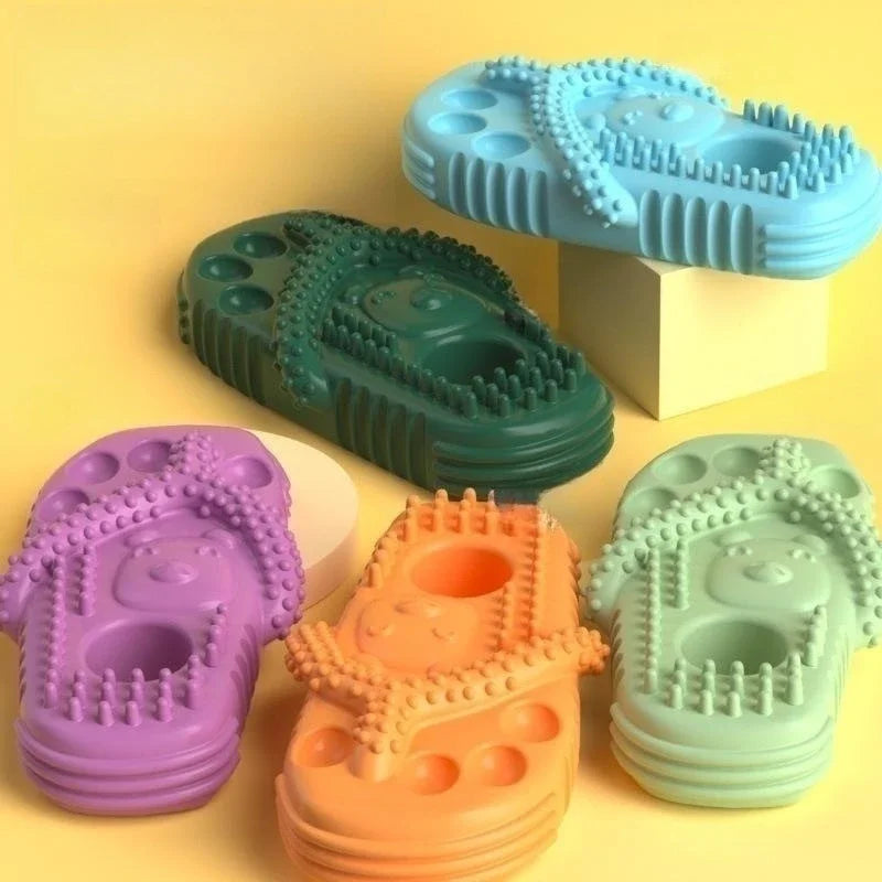 Chinelos para mordida de cães, brinquedos para animais de estimação, para mordiscar gatos e cães, com pontas salientes, para limpeza e afiação dos dentes, brinquedos de TPR com som, brinquedo para animais de estimação