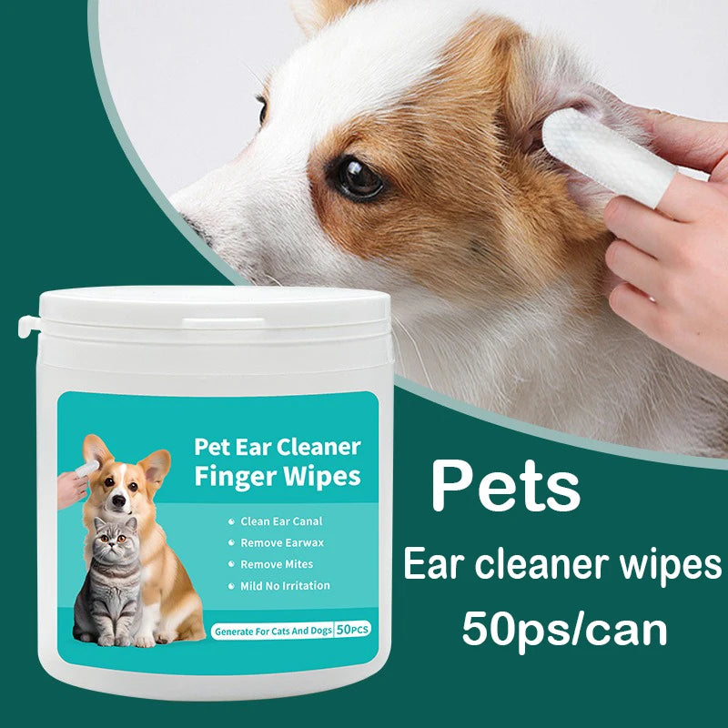 Produtos de Limpeza para Animais de Estimação: Lenços para Limpeza de Ouvidos, Cuidados Auriculares, Pontas de Dedo para Remoção de Ácaros, Produtos para Limpeza de Ouvidos de Cães e Gatos